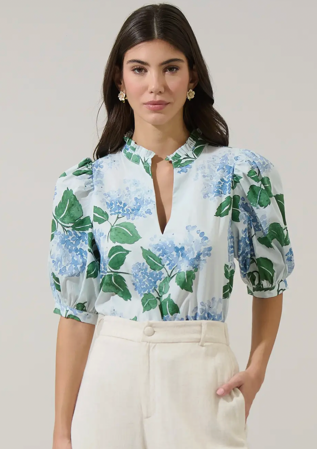 MIRLA FLORAL TERRI PUFF SLEEVE TOP
