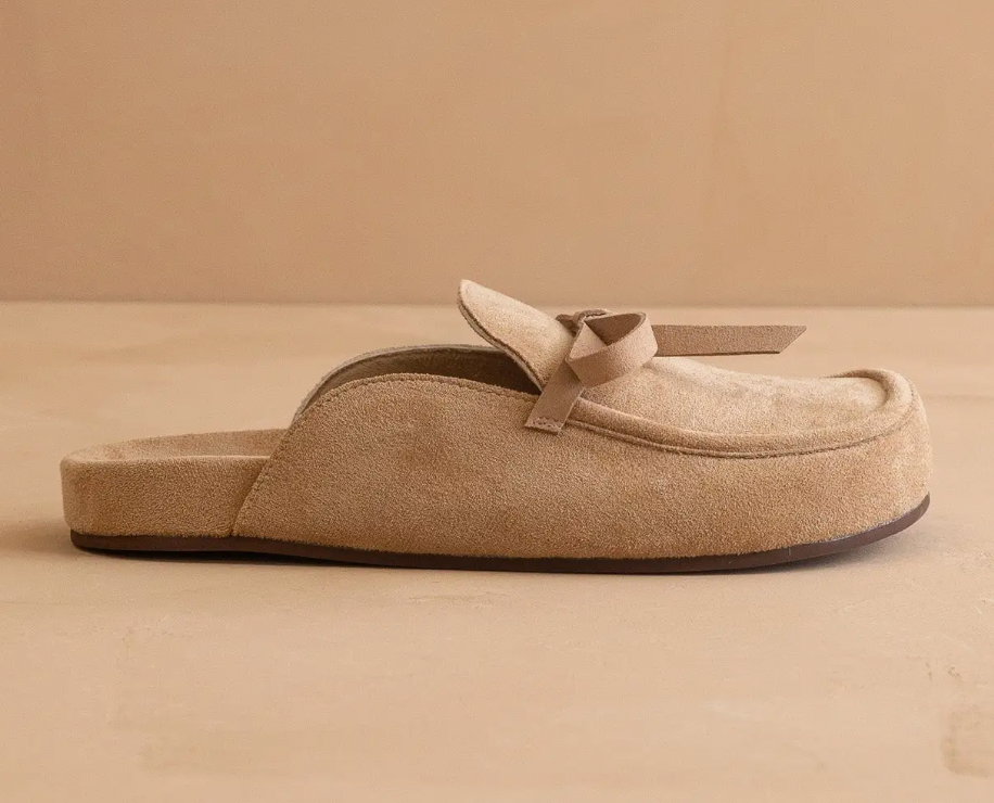 THE STEVIE ALMOND TIE MULE LOAFER