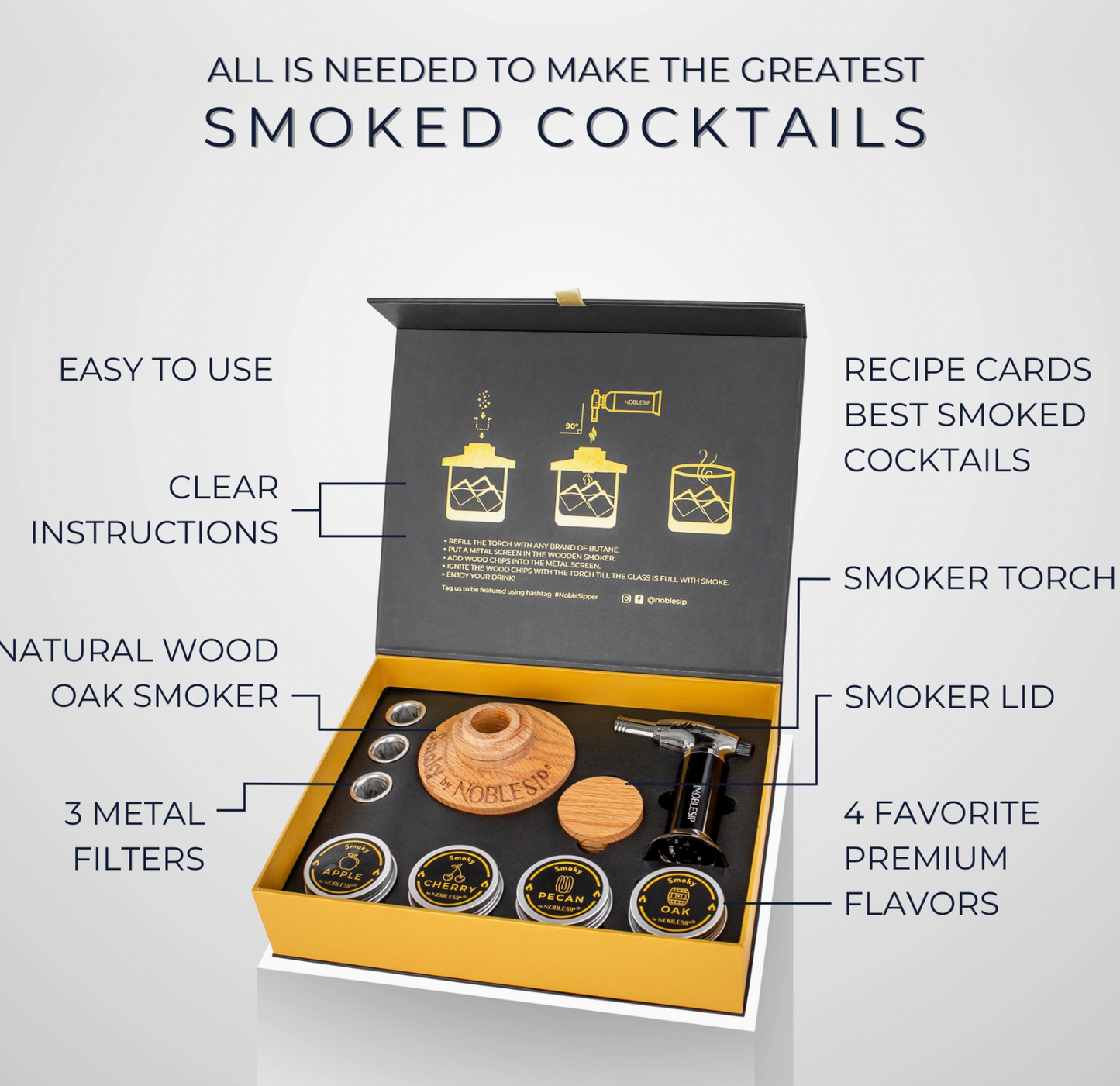 COCKTAIL SMOKER KIT GIFT BOX SMOKE WHISKEY OLD FASHIONED