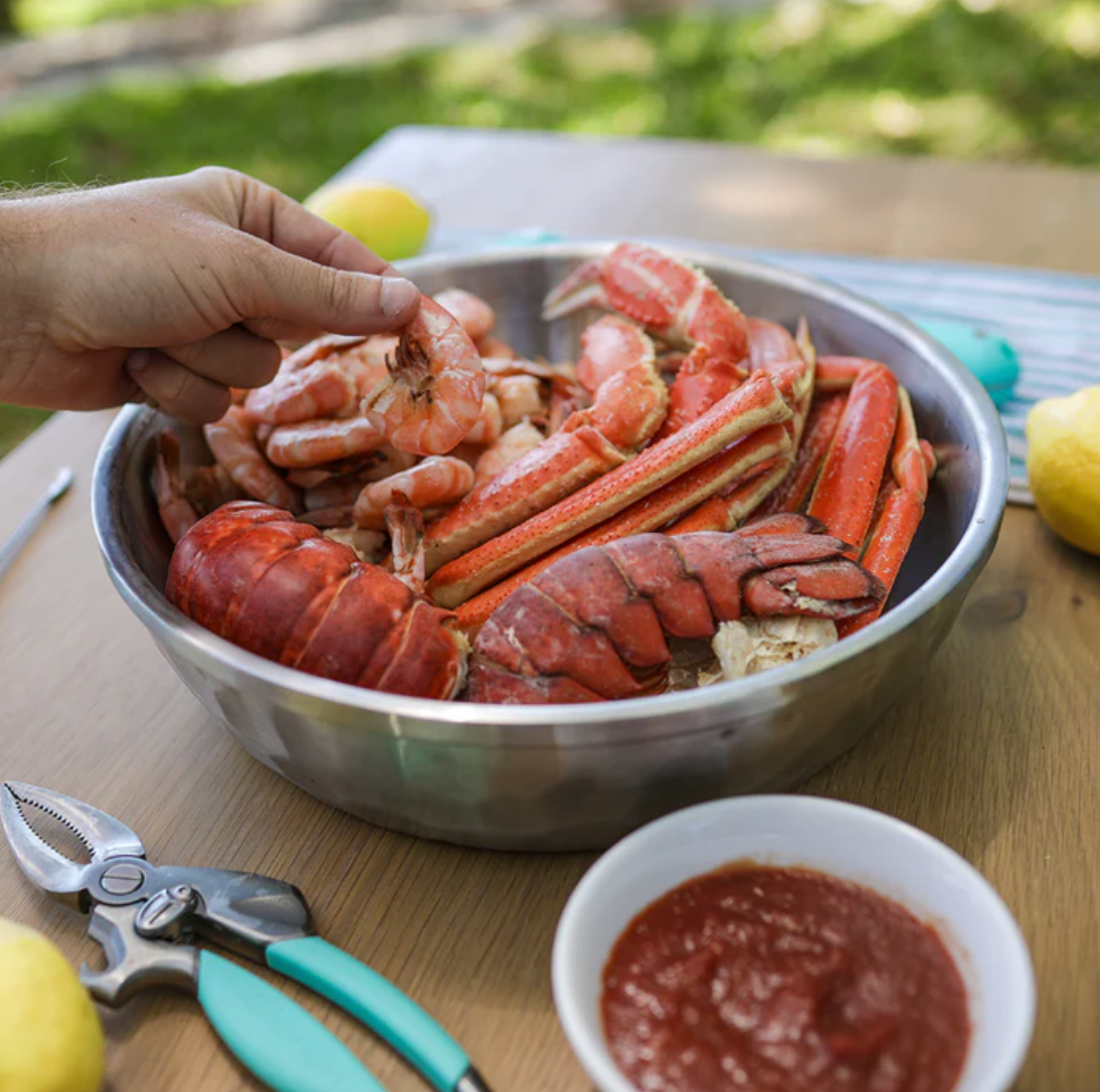 TOADFISH SEAFOOD BOWL 12" STAINLESS 2 LAYER SERVING BOWL HAMMERED
