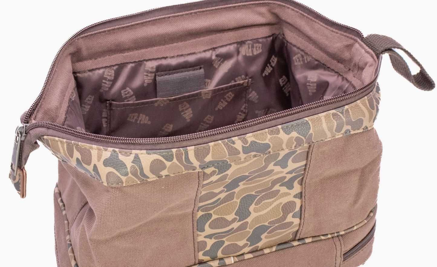 LAB BROWN WAXED CANVAS OLD SCHOOL CAMO MENS TOILETRY BAG