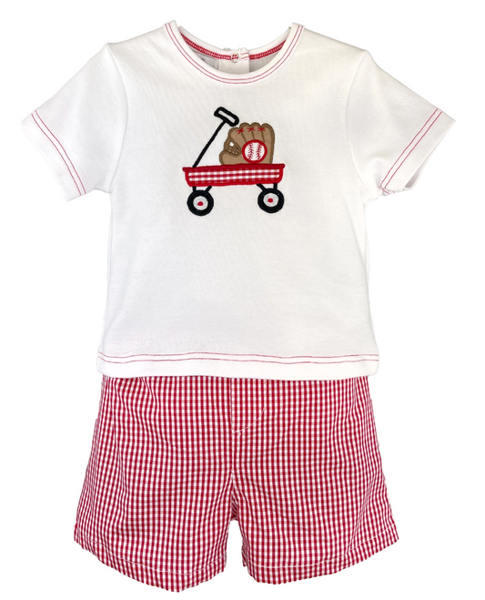 BASEBALL APPLIQUE SHIRT & SHORT SET