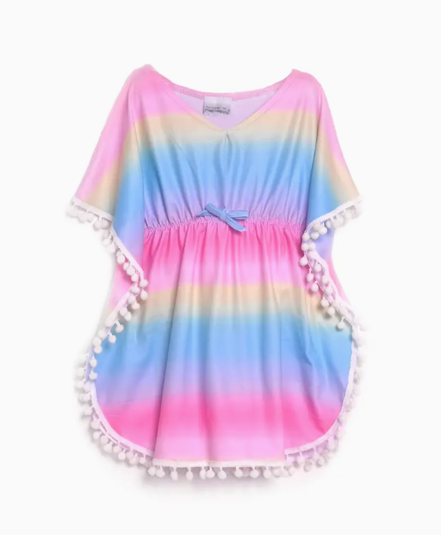 KIDS UPF50+ GIRLS KAIA BEACH SWIM COVER UP RAINBOW OMBRE