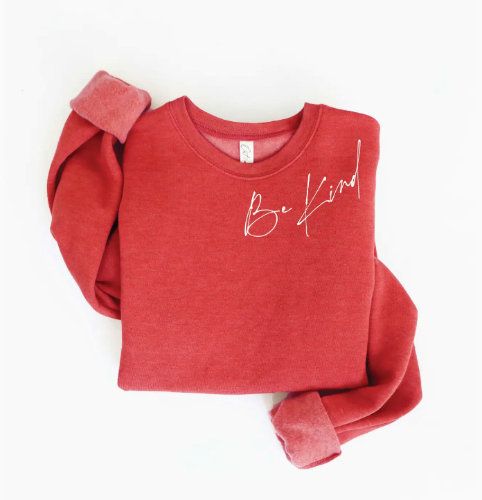 BE KIND CRANBERRY HEATHER SWEATSHIRT