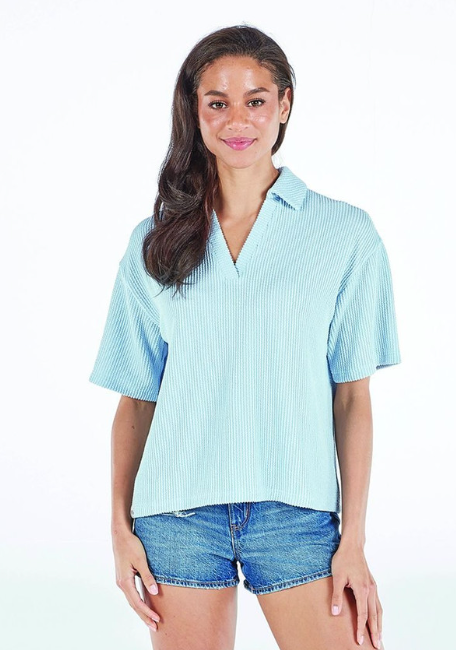 SIMPLY SOUTHERN TEE KNIT COLLAR ICE