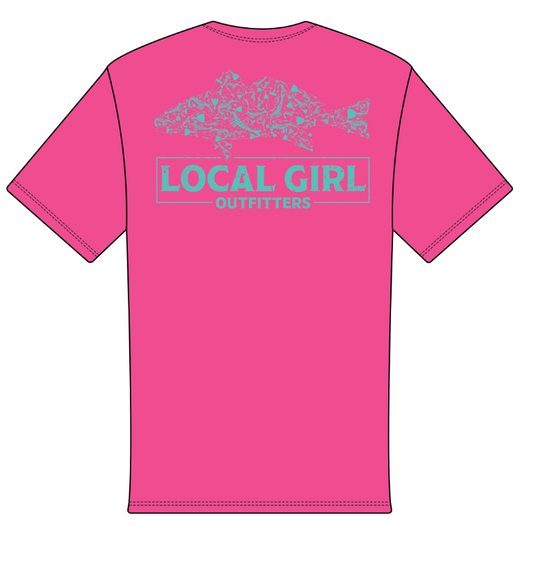 LOCAL GIRL REDFISH LURES NEON PINK SHORT SLEEVE
