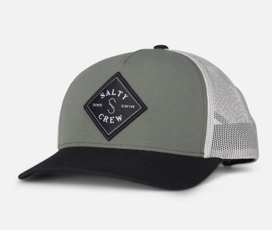 SALTY CREW SEALINE RETRO OLIVE BLACK TRUCKER HAT
