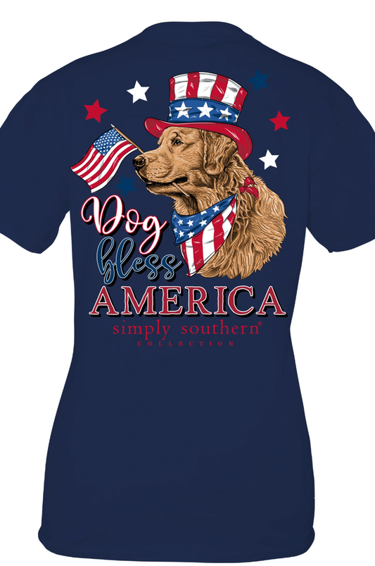SIMPLY SOUTHERN DOG BLESS AMERICA SHORT SLEEVE T-SHIRT