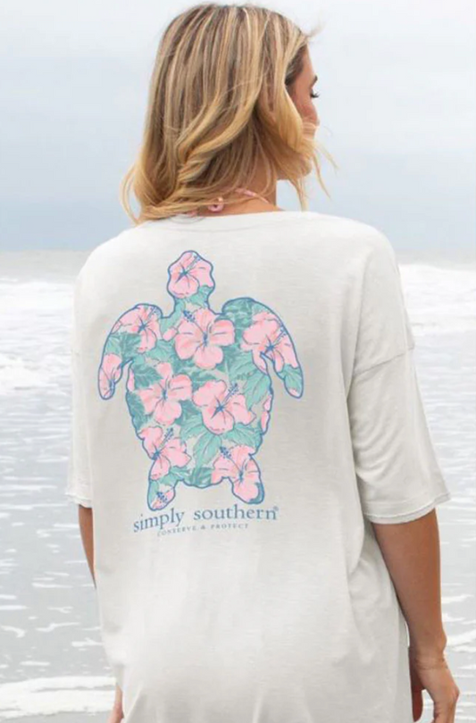 SIMPLY SOUTHERN TRACK TROPIC WHITE SHORT SLEEVE T-SHIRT