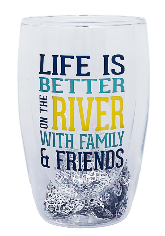 ON THE RIVER 14 OZ DOUBLE WALLED GLASS