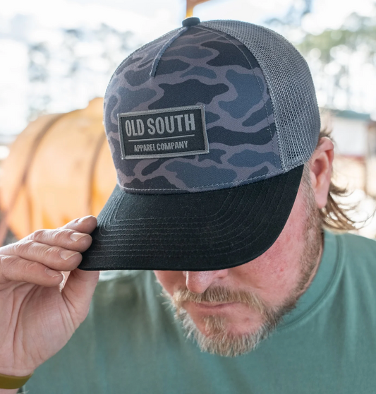 BLACKOUT CAMO TRUCKER HAT THICKET CAMO BLACK
