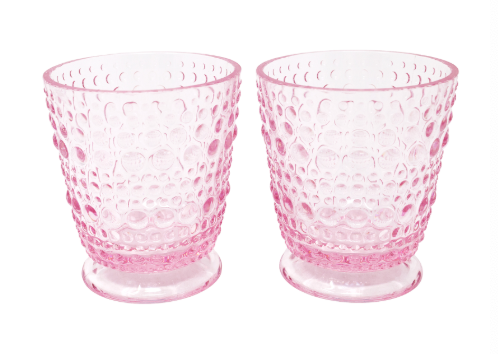 LILLY PULITZER ACRYLIC HOBNAIL GLASS SET CONCH SHELL PINK
