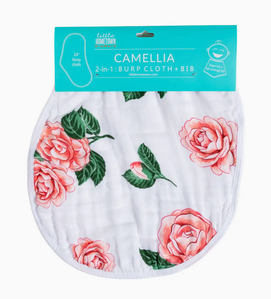 CAMELLIA BABY 2 IN 1 BURP CLOTH AND BIB