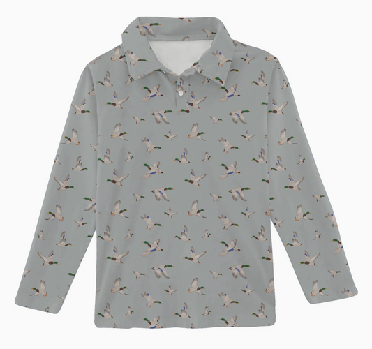 MALLARDS/DUCKS LONG SLEEVE POLO SHIRT