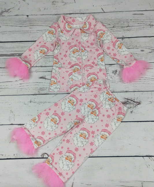 SANTA PINK PRINTED PAJAMAS KIDS