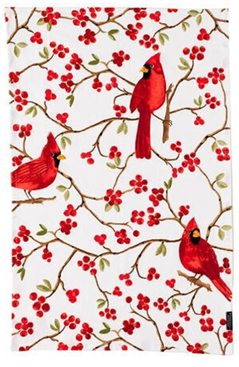 STONEWALL KITCHEN TEA TOWEL HOLIDAY CARDINAL
