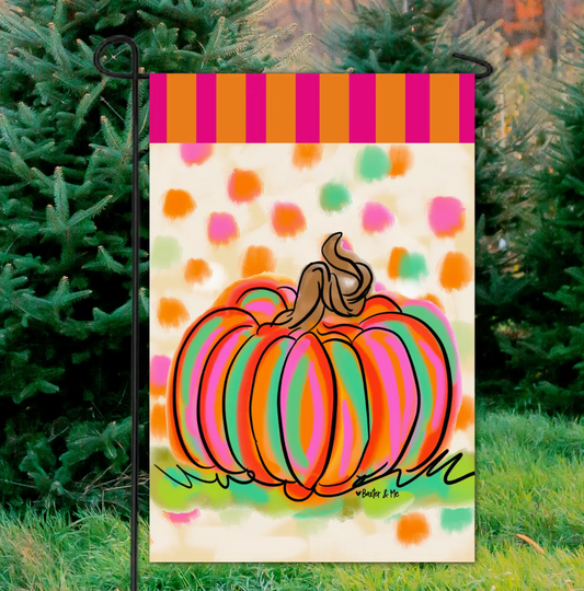 RAINBOW PATCH PUMPKIN GARDEN FLAG