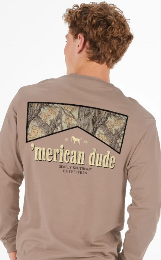 SIMPLY SOUTHERN MENS CAMODUDE MOCHA LONG SLEEVE