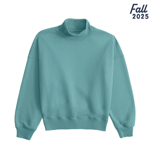 ALL DAY CHILL OVERSIZED MOCK NECK FLEECE SOUTHERN FRIED COTTON SEAFOAM