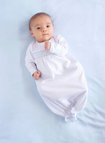 BEAUFORT BONNET SWEETLY SMOCKED GREETING GOWN BUCKHEAD BLUE
