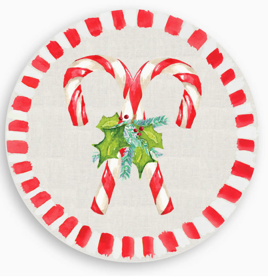 CANDY CANES WITH GREENS PLACEMAT