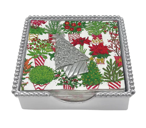 TOPIARY CHRISTMAS TREE BEADED NAPKIN BOX SET