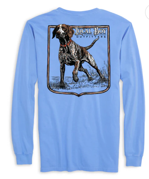 LOCAL BOY OUTFITTERS YOUTH WASHED GSP HUNT LS TEE WASHED DENIM