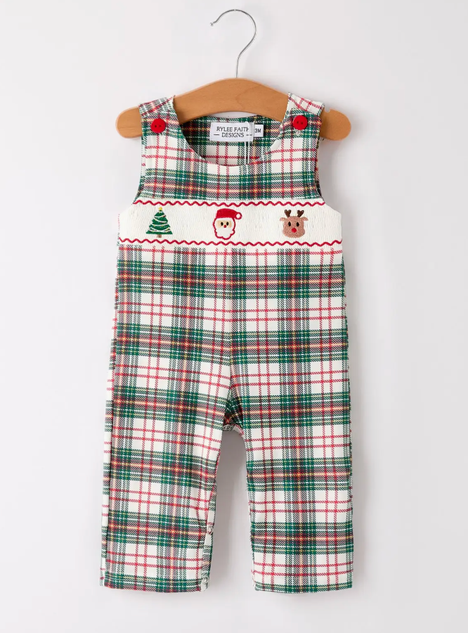 CHRISTMAS JONJON PLAID SMOCKING