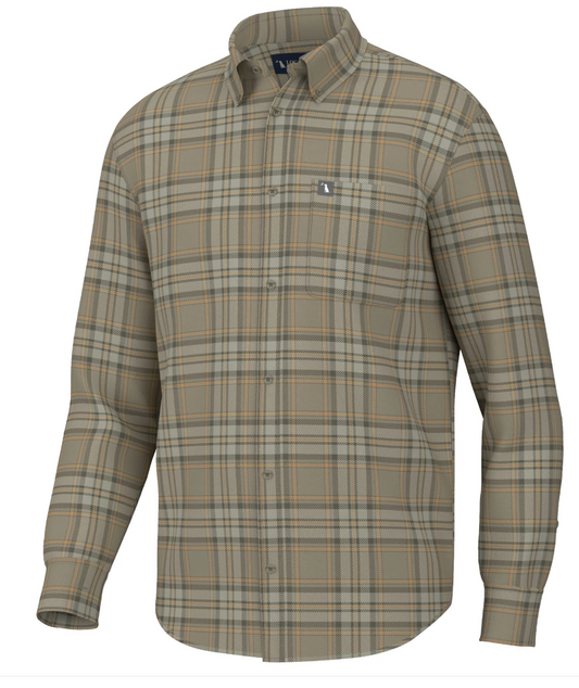 LOCAL BOY OUTFITTERS PHELAN STRETCH FLANNEL TAN OLIVE YELLOW