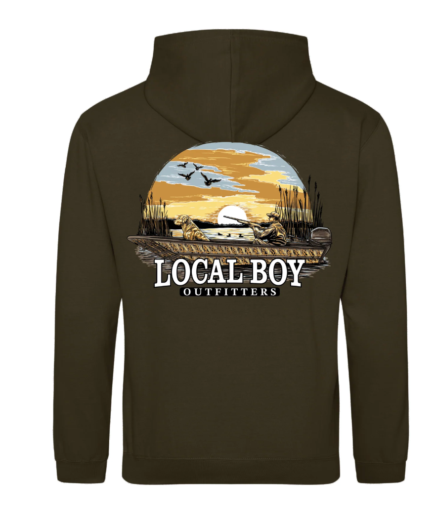 LOCAL BOY OUTFITTERS SUNSET HUNT OLIVE GREEN HOODIE