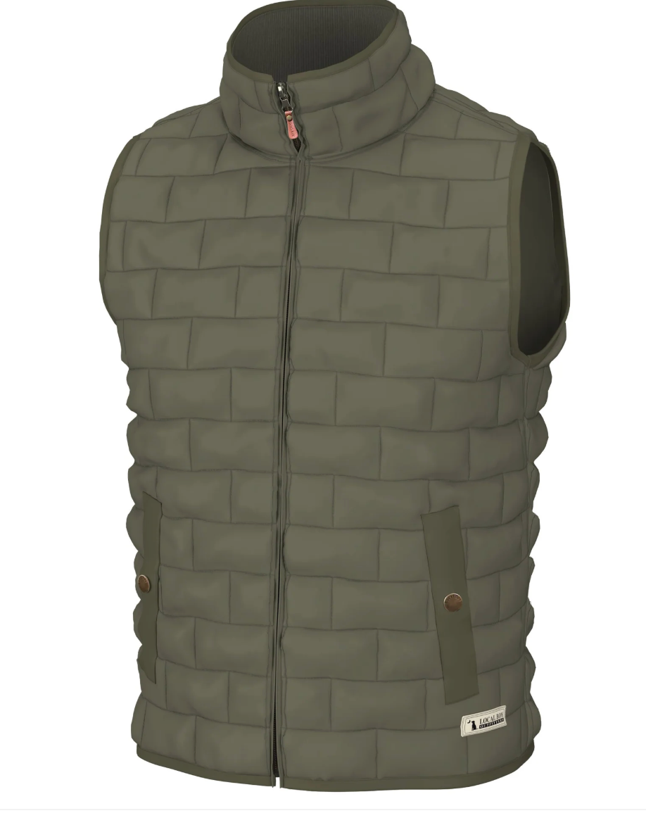 LOCAL BOY OUTFITTERS BRICK QUILTED VEST MOSS