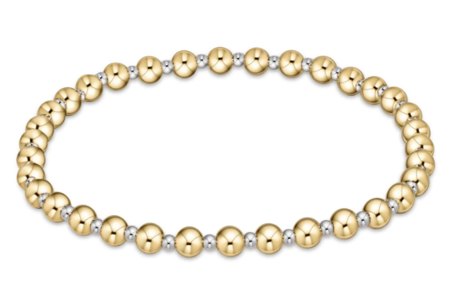 ENEWTON CLASSIC GRATEFUL PATTERN 4MM BEAD BRACELET MIXED METAL