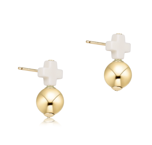 ENEWTON SIGNATURE CROSS SMALL OFF WHITE STUD CLASSIC GOLD