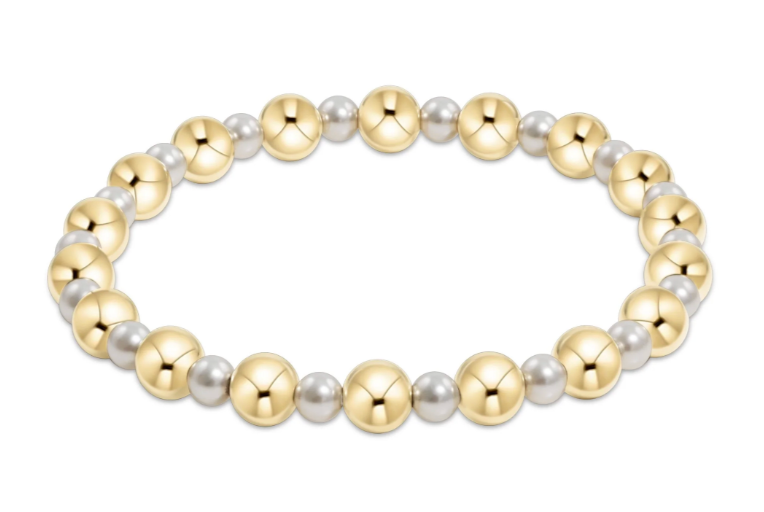 ENEWTON PEARL GRATEFUL PATTERN 4MM BEAD BRACELET 6MM GOLD