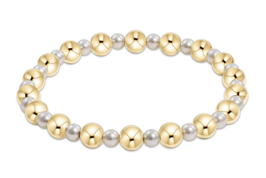 ENEWTON PEARL GRATEFUL PATTERN 4MM BEAD BRACELET 6MM GOLD