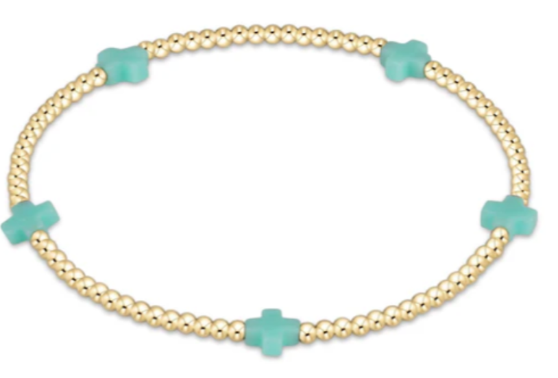 ENEWTON EGIRL SIGNATURE CROSS SMALL GOLD 2MM BEAD MINT