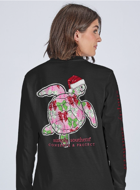 SIMPLY SOUTHERN TRACK XMAS BLACK LONG SLEEVE