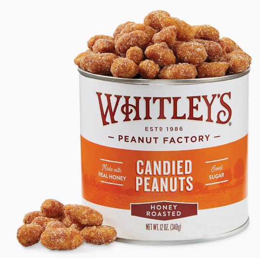 WHITLEY'S 12 OZ TIN HONEY ROASTED VIRGINIA PEANUTS