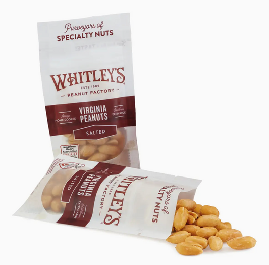 WHITLEY'S 1 OZ POUCH BAGS HOME COOKED SALTED VIRGINIA PEANUTS