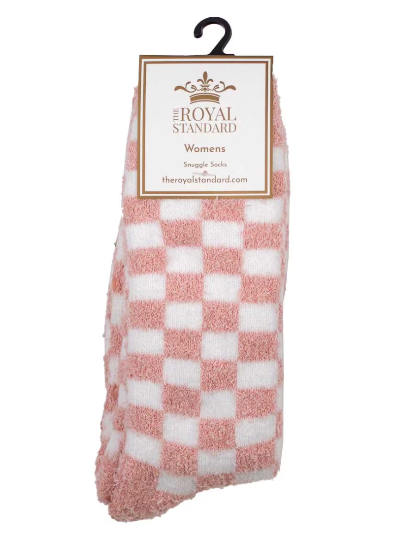 WOMEN'S CHECKERBOARD SNUGGLE SOCKS PINK/WHITE