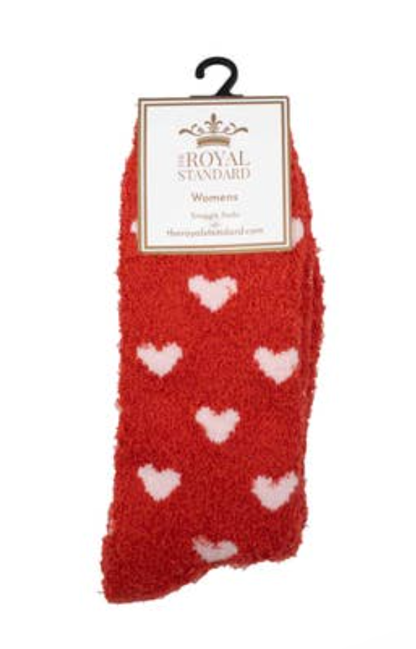 WOMENS HEARTS SNUGGLE SOCKS/RED/PINK ONE SIZE