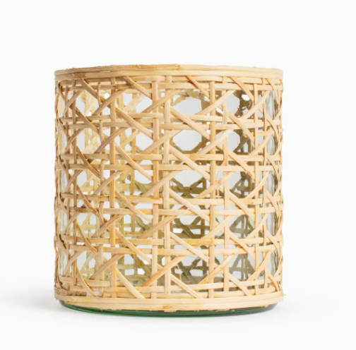 MIA CANE CANDLE HOLDER CLEAR/NATURAL 5 X 5.5