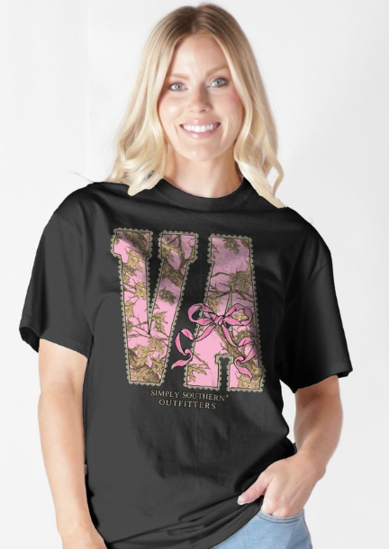 SIMPLY SOUTHERN STATE VA BLACK SHORT SLEEVE