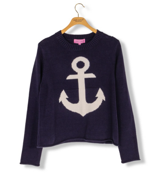 SIMPLY SOUTHERN SWEATER NAVY ANCHOR