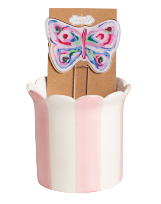 BUTTERFLY POT WITH PLANT STAKE