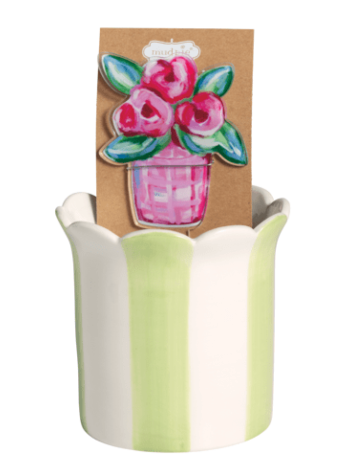 FLOWER POT WITH PLANT STAKE