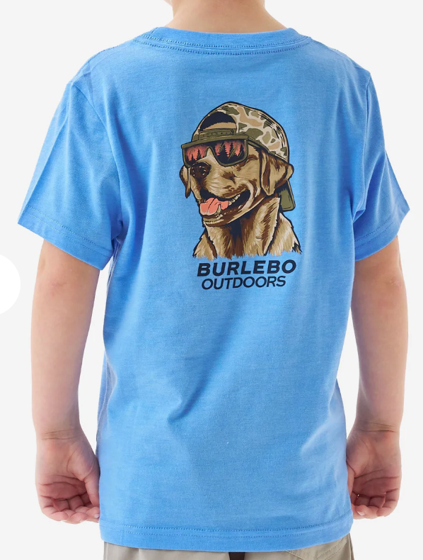 BURLEBO YOUTH MALLARD CAMO DOG HEATHER PERIWINKLE SHORT SLEEVE