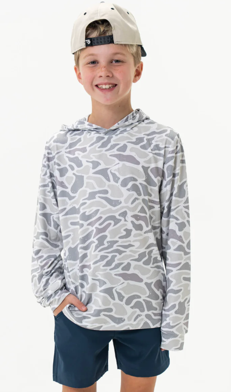 BURLEBO YOUTH PERFORMANCE HOODIE WHITE CAMO
