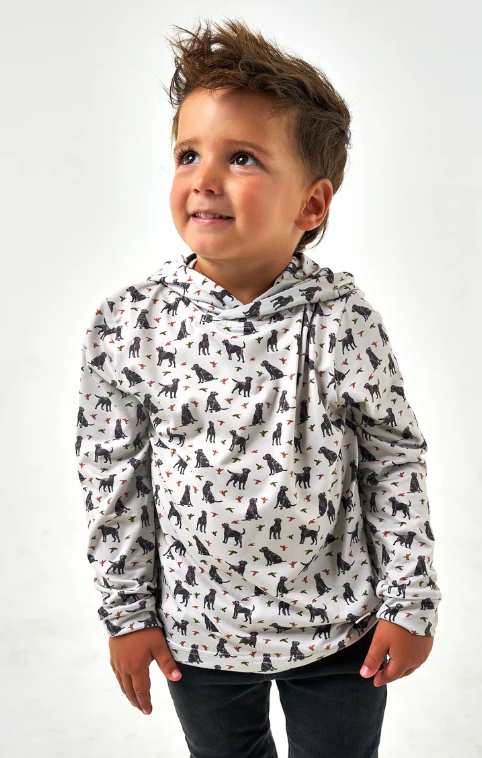 BURLEBO YOUTH PERFORMANCE HOODIE DUCKS AND DOGS