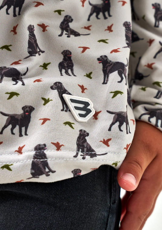 BURLEBO YOUTH PERFORMANCE HOODIE DUCKS AND DOGS